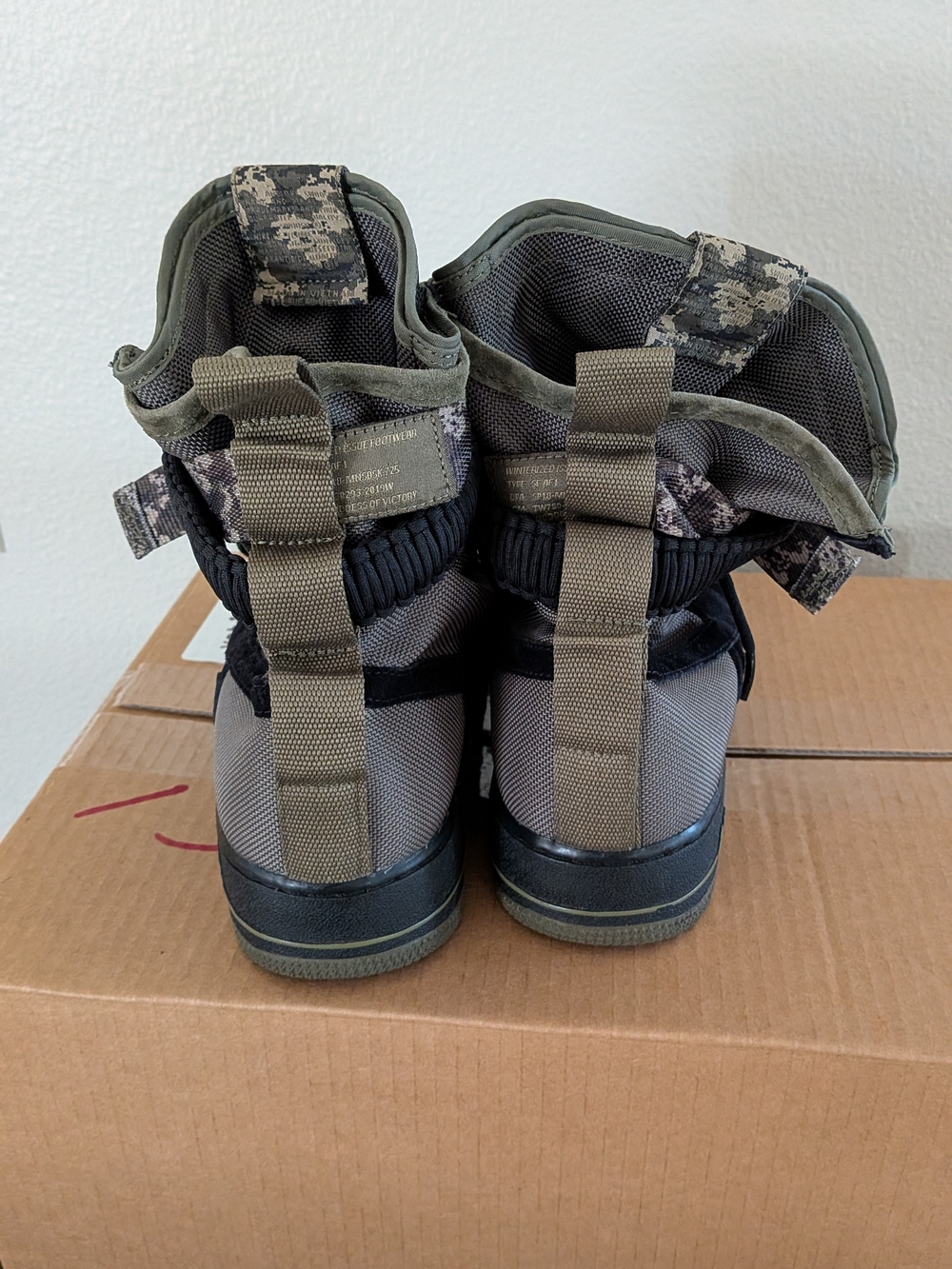 Nike SF Air Force 1 High-Top Boots in Black and Olive - Picture 4 of 9